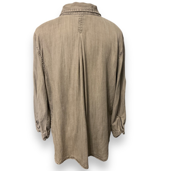 Hester & Orchard button front v neck slouchy tunic Shirt, Gray wash , Size L - Picture 6 of 10